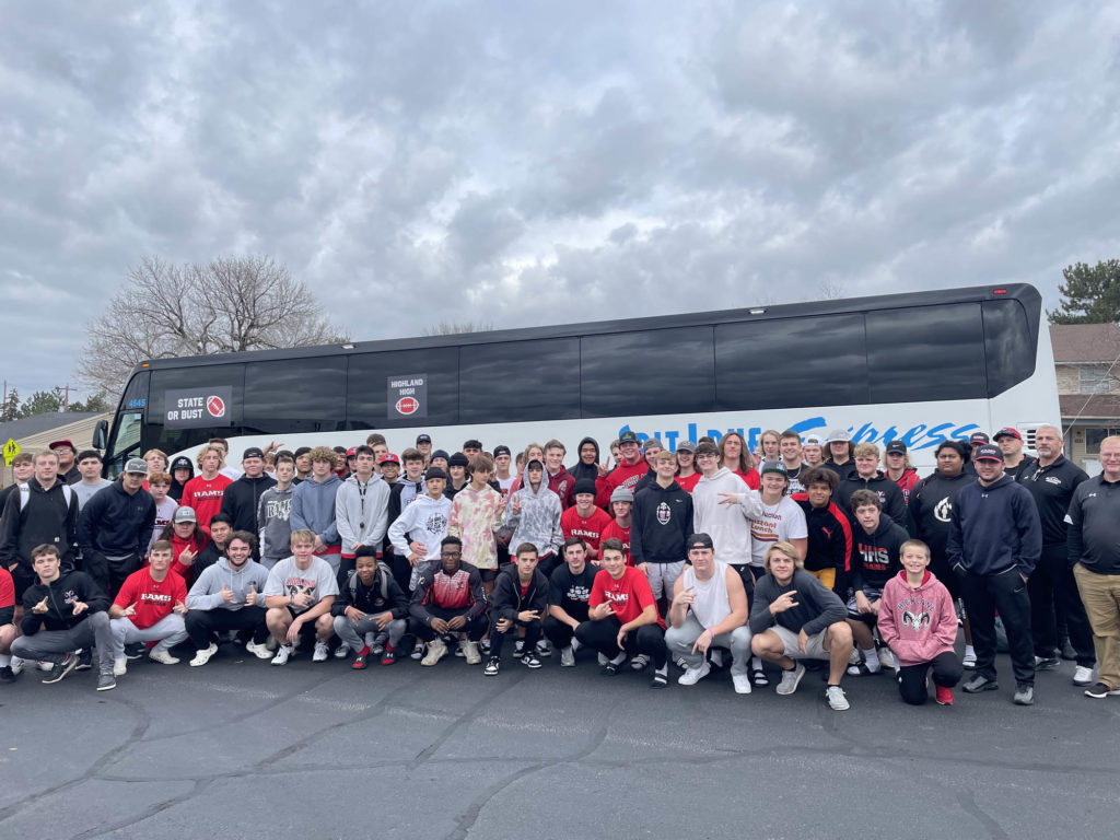 High school sports team using rented bus to get to tournament.